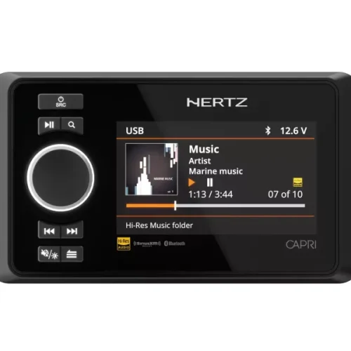 Hertz Marine CAPRI H100 Marine Grade Source Unit – 4.3″ Display – IP67 – 4 x 70W