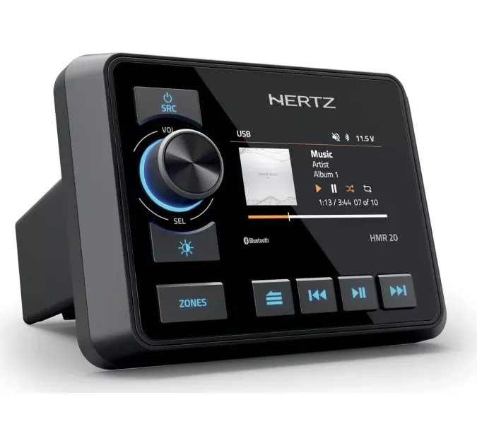 Hertz Marine HMR 20 Marine Grade Source Unit – 3" IPS Display – IP66 – 4 x 50W