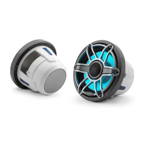 JL Audio M6 Marine Speakers 8.8″ with LED and Titanium Sport Grille (M6-880X-S-GmTi-i)