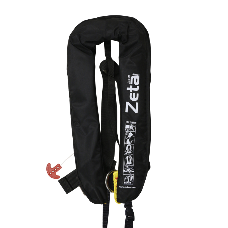 Zeta Infl.Lifejacket, Auto, 290N, w/D-ring & Crotch Strap, ISO, Adult, Black